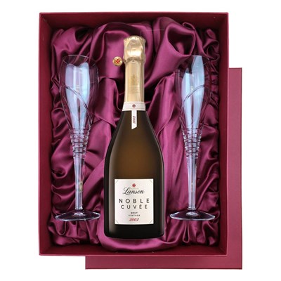 Lanson Noble Cuvee Brut Vintage 2002 in Red Luxury Presentation Set With Flutes